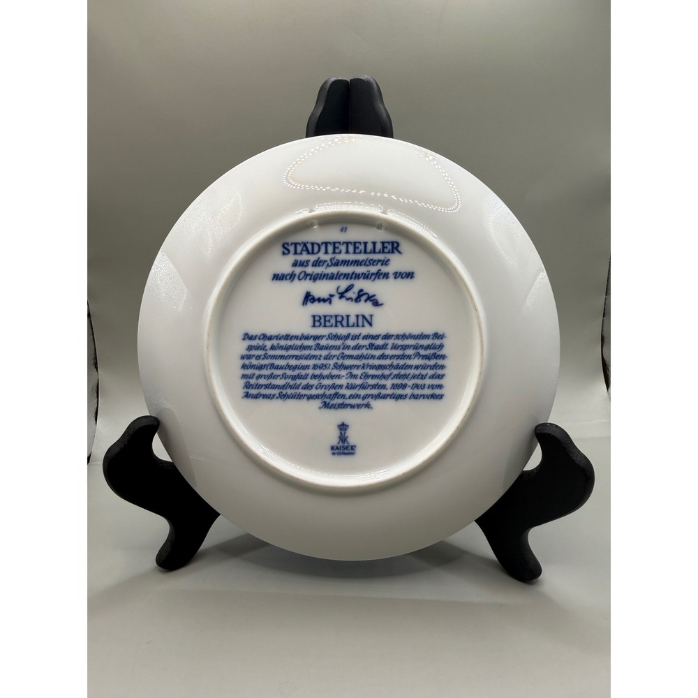 Kaiser W Germany Berlin Stadteteller Hans Liska Blue White Collector Plate 8in - Picture 4 of 10